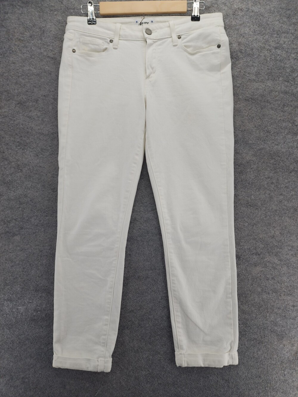 Paige Jeans Womens 30 Kylie Crop White Denim Mid Rise 32x26"